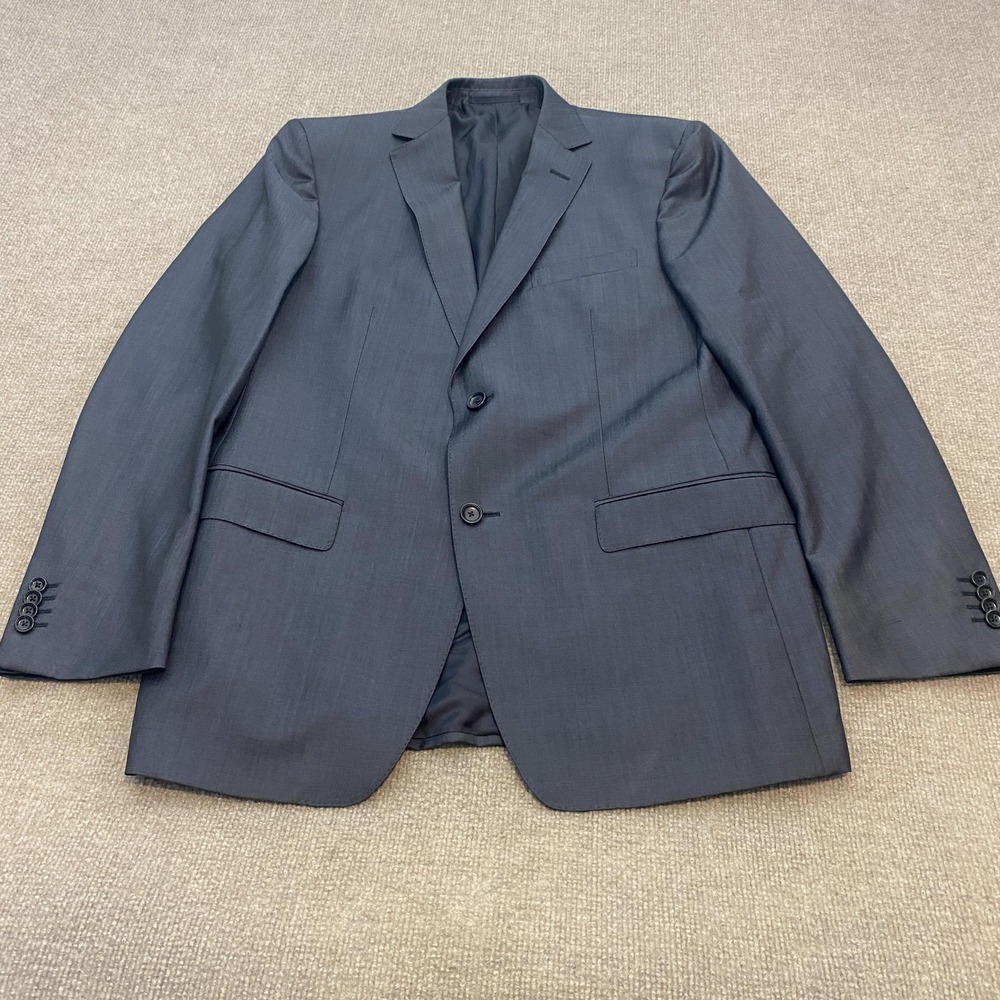 Z Zegna Suit Jacket Mens 40R Blue Solid Wool Classic Fit Two Button Blazer